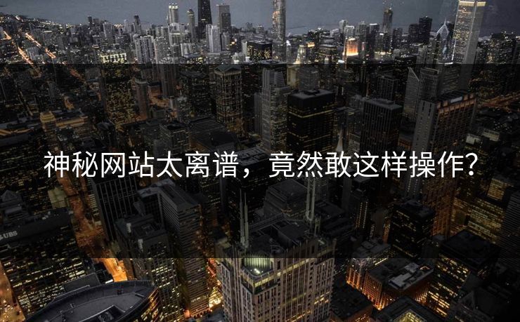 神秘网站太离谱，竟然敢这样操作？