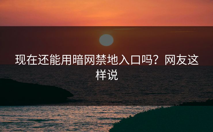 现在还能用暗网禁地入口吗？网友这样说