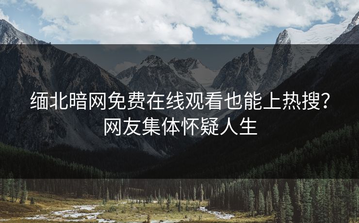 缅北暗网免费在线观看也能上热搜？网友集体怀疑人生