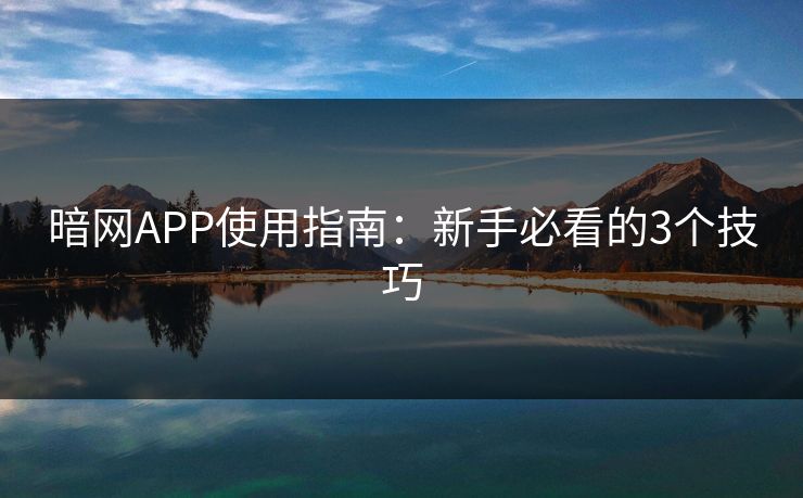 暗网APP使用指南：新手必看的3个技巧