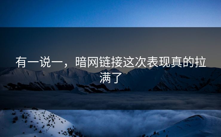 有一说一，暗网链接这次表现真的拉满了