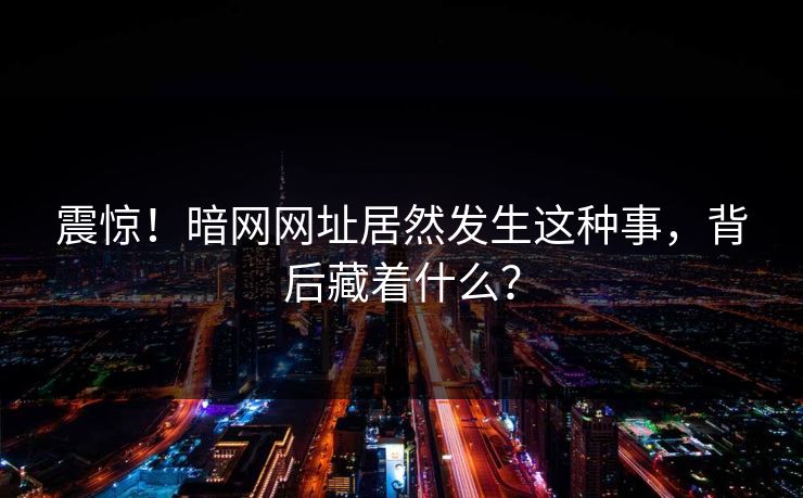 震惊！暗网网址居然发生这种事，背后藏着什么？