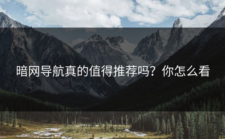 暗网导航真的值得推荐吗？你怎么看