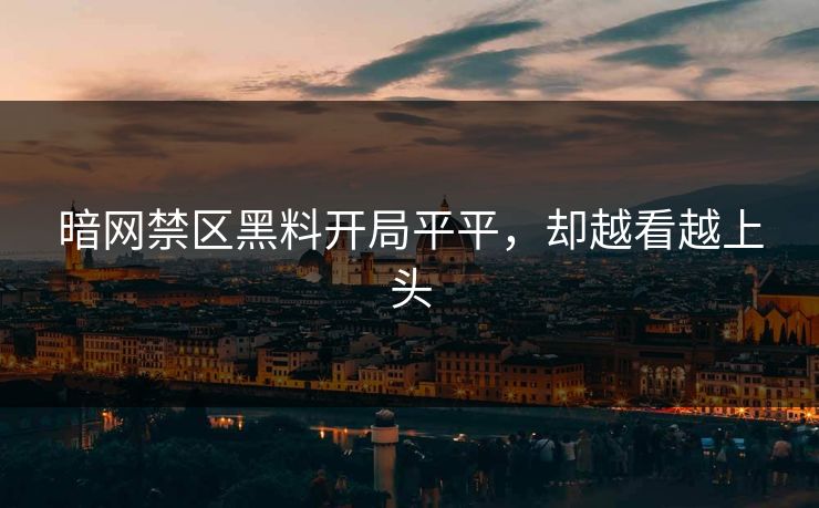 暗网禁区黑料开局平平，却越看越上头