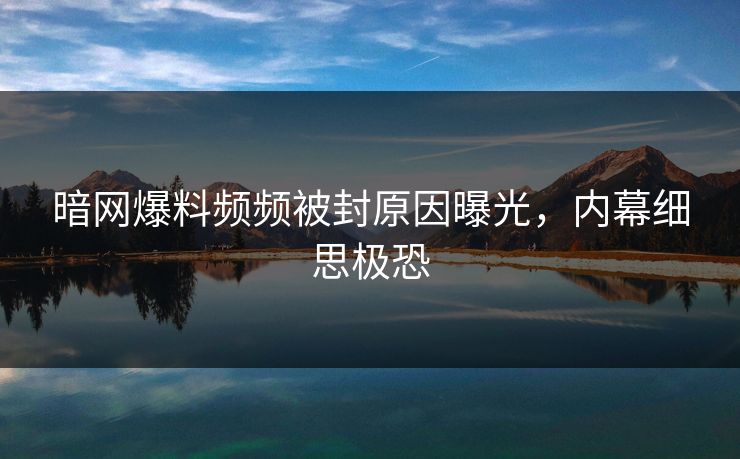 暗网爆料频频被封原因曝光，内幕细思极恐