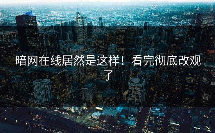 暗网在线居然是这样！看完彻底改观了