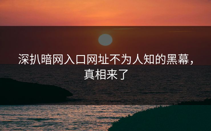 深扒暗网入口网址不为人知的黑幕，真相来了