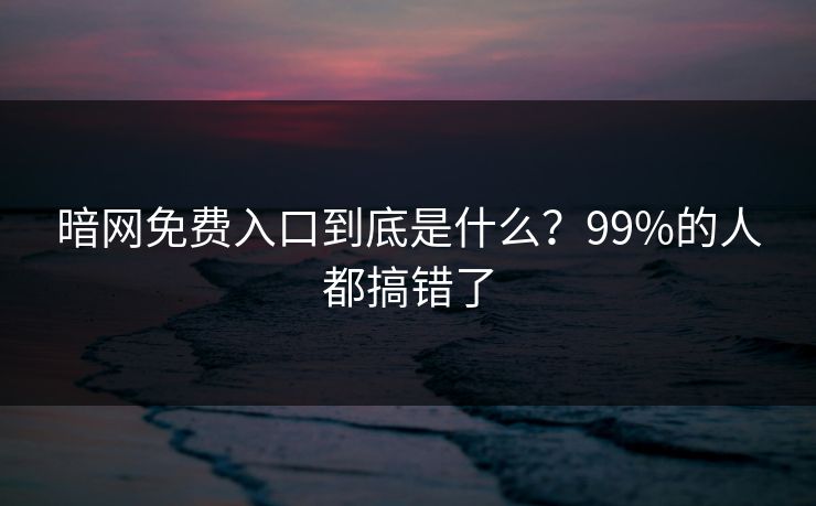 暗网免费入口到底是什么？99%的人都搞错了