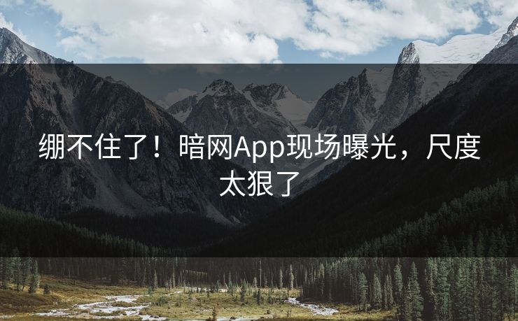 绷不住了！暗网App现场曝光，尺度太狠了