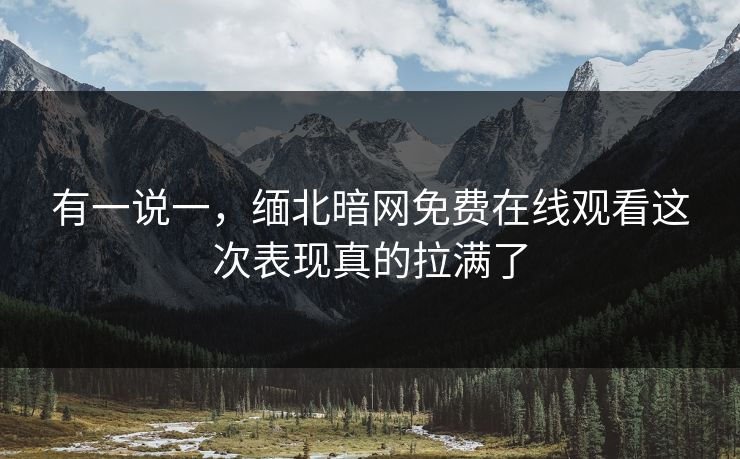有一说一，缅北暗网免费在线观看这次表现真的拉满了