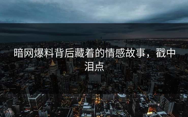暗网爆料背后藏着的情感故事，戳中泪点