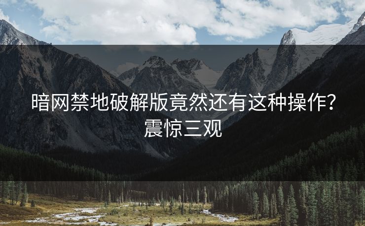 暗网禁地破解版竟然还有这种操作？震惊三观