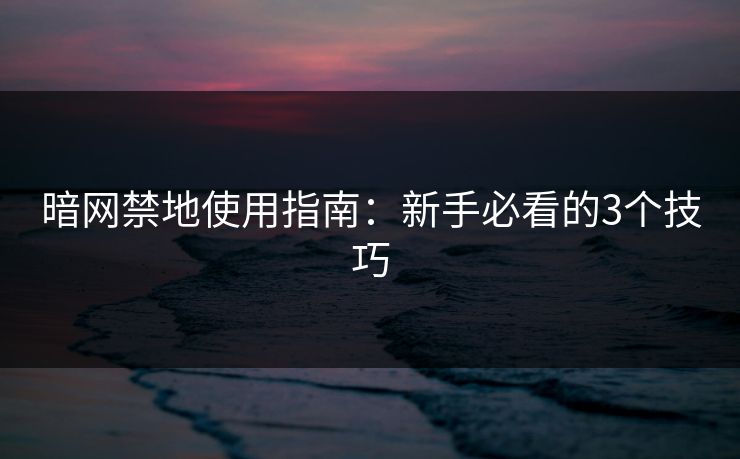 暗网禁地使用指南：新手必看的3个技巧