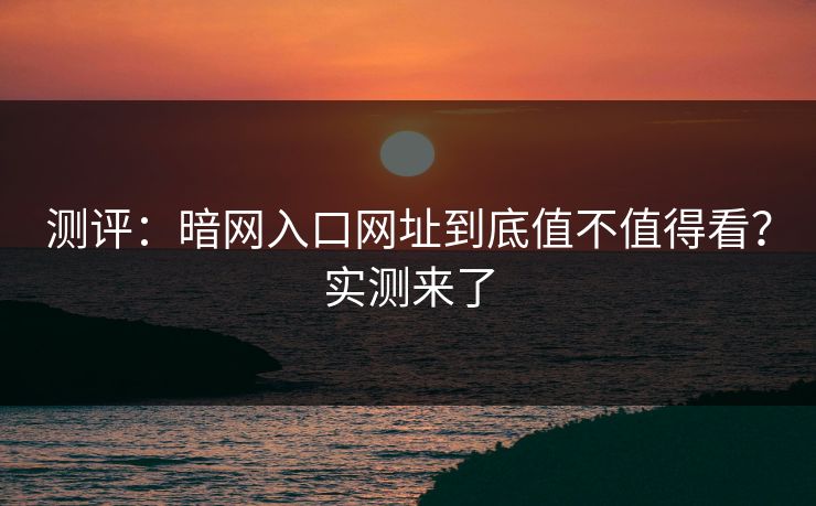 测评：暗网入口网址到底值不值得看？实测来了