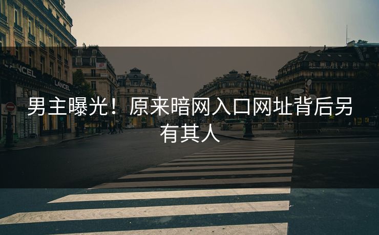 男主曝光！原来暗网入口网址背后另有其人