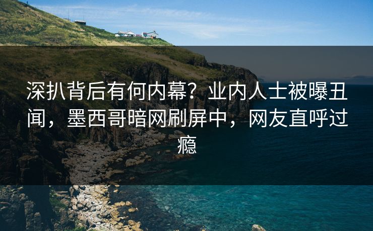 深扒背后有何内幕？业内人士被曝丑闻，墨西哥暗网刷屏中，网友直呼过瘾