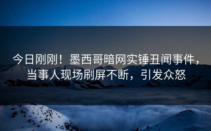 今日刚刚！墨西哥暗网实锤丑闻事件，当事人现场刷屏不断，引发众怒