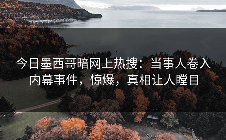 今日墨西哥暗网上热搜：当事人卷入内幕事件，惊爆，真相让人瞠目