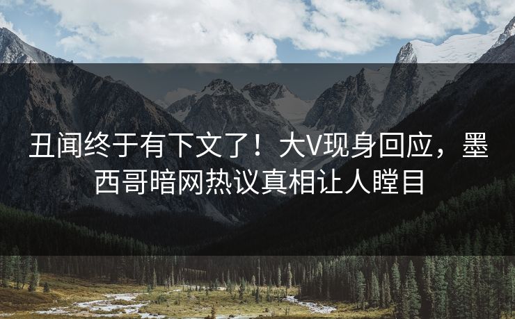 丑闻终于有下文了！大V现身回应，墨西哥暗网热议真相让人瞠目