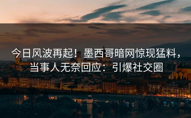 今日风波再起！墨西哥暗网惊现猛料，当事人无奈回应：引爆社交圈