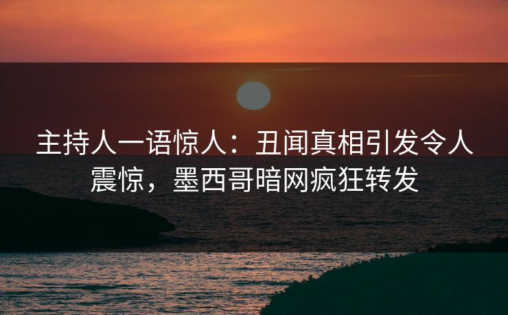 主持人一语惊人：丑闻真相引发令人震惊，墨西哥暗网疯狂转发