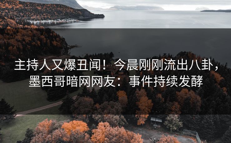 主持人又爆丑闻！今晨刚刚流出八卦，墨西哥暗网网友：事件持续发酵