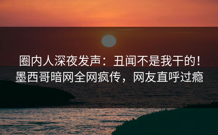 圈内人深夜发声：丑闻不是我干的！墨西哥暗网全网疯传，网友直呼过瘾