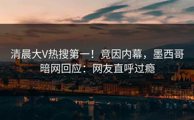 清晨大V热搜第一！竟因内幕，墨西哥暗网回应：网友直呼过瘾