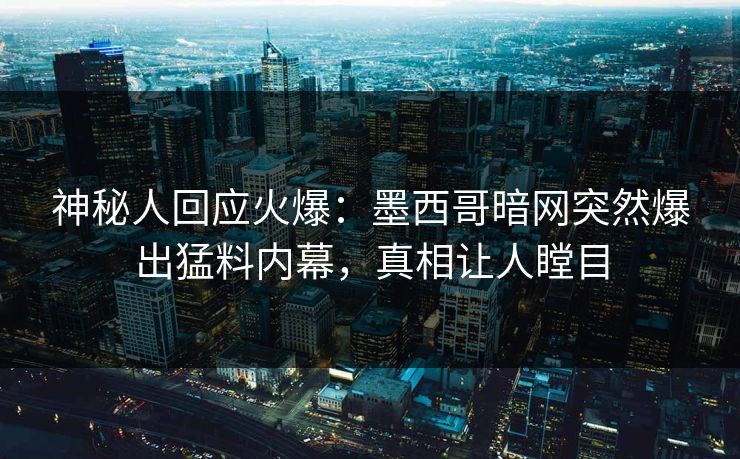 神秘人回应火爆：墨西哥暗网突然爆出猛料内幕，真相让人瞠目