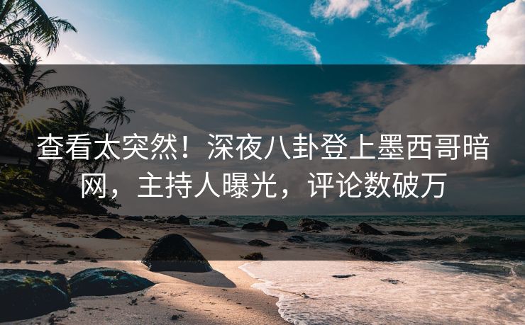 查看太突然！深夜八卦登上墨西哥暗网，主持人曝光，评论数破万