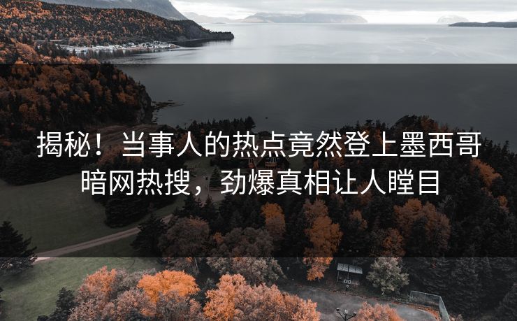揭秘！当事人的热点竟然登上墨西哥暗网热搜，劲爆真相让人瞠目