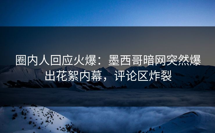 圈内人回应火爆：墨西哥暗网突然爆出花絮内幕，评论区炸裂