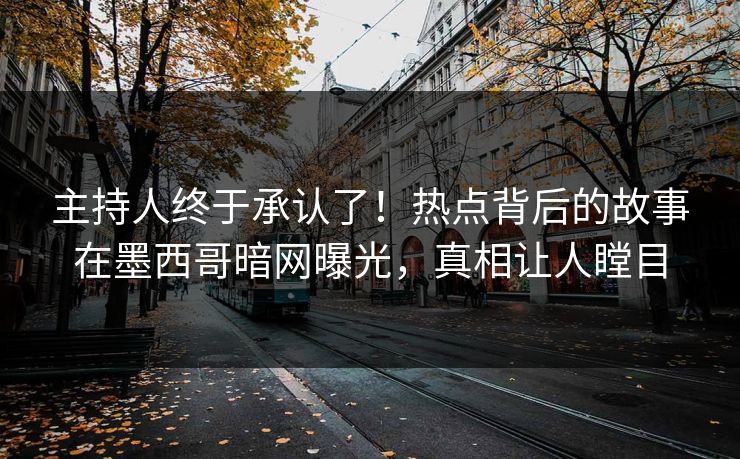 主持人终于承认了！热点背后的故事在墨西哥暗网曝光，真相让人瞠目