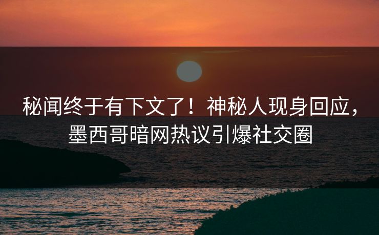 秘闻终于有下文了！神秘人现身回应，墨西哥暗网热议引爆社交圈