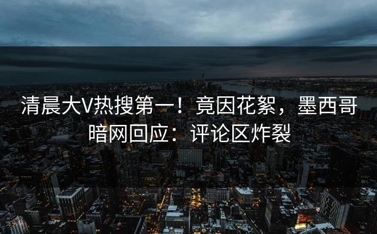 清晨大V热搜第一！竟因花絮，墨西哥暗网回应：评论区炸裂