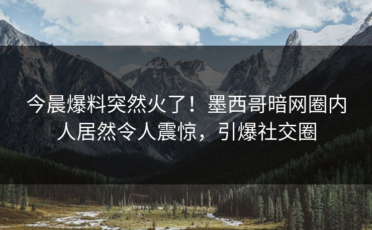 今晨爆料突然火了！墨西哥暗网圈内人居然令人震惊，引爆社交圈