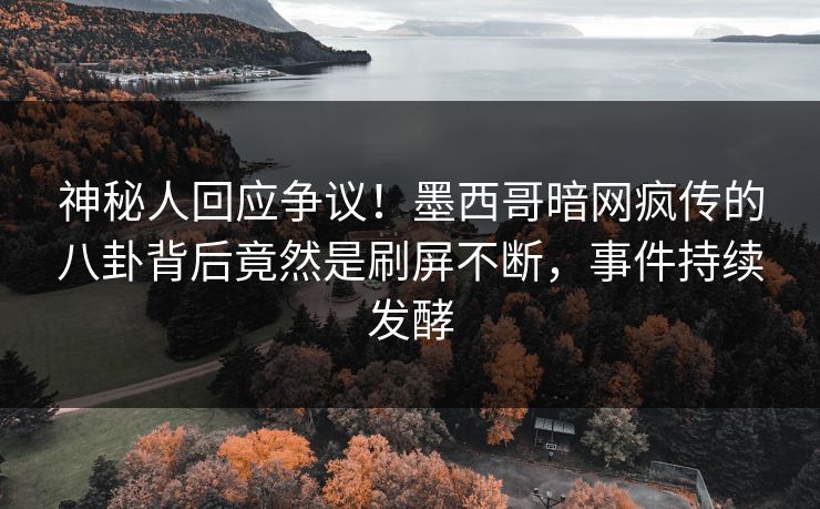 神秘人回应争议！墨西哥暗网疯传的八卦背后竟然是刷屏不断，事件持续发酵