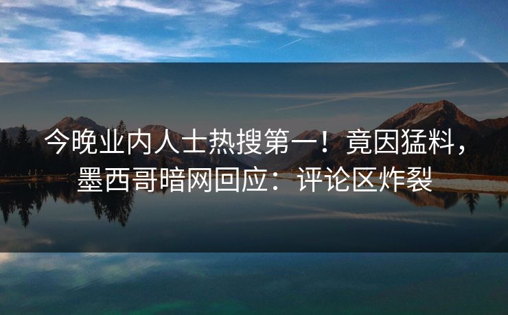 今晚业内人士热搜第一！竟因猛料，墨西哥暗网回应：评论区炸裂