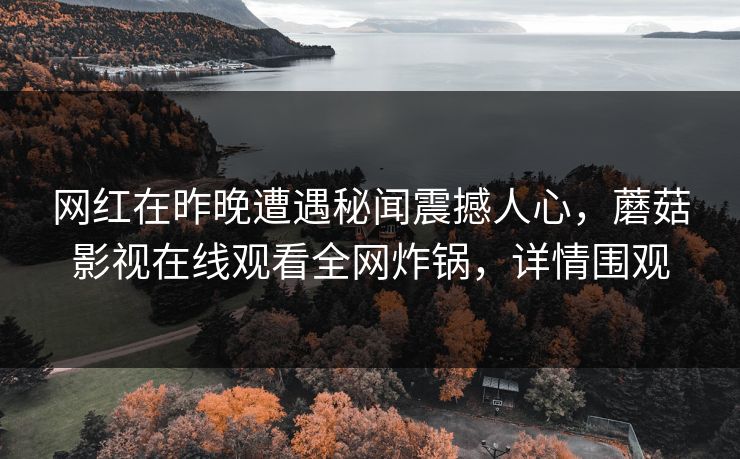 网红在昨晚遭遇秘闻震撼人心，蘑菇影视在线观看全网炸锅，详情围观