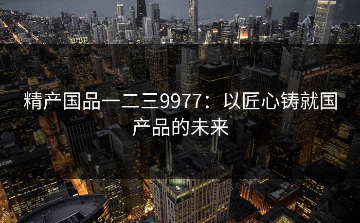 精产国品一二三9977：以匠心铸就国产品的未来