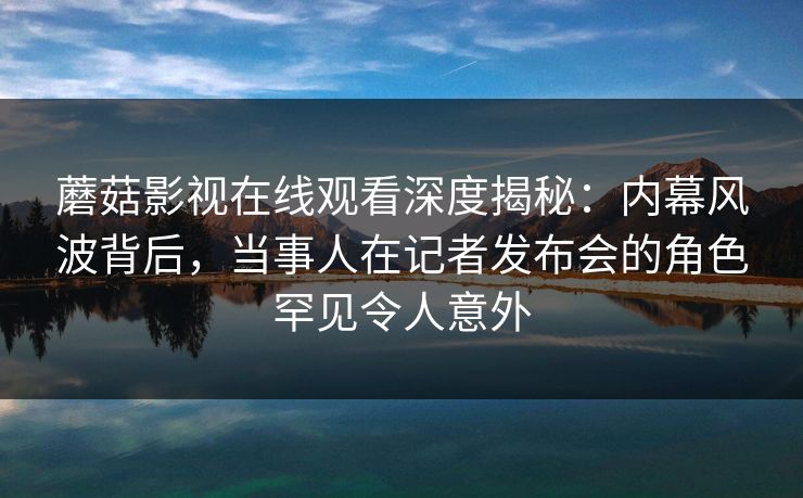 蘑菇影视在线观看深度揭秘：内幕风波背后，当事人在记者发布会的角色罕见令人意外