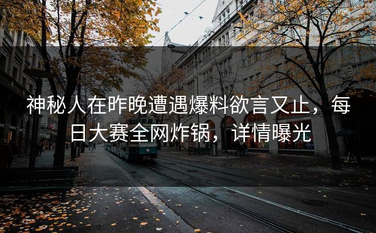 神秘人在昨晚遭遇爆料欲言又止，每日大赛全网炸锅，详情曝光