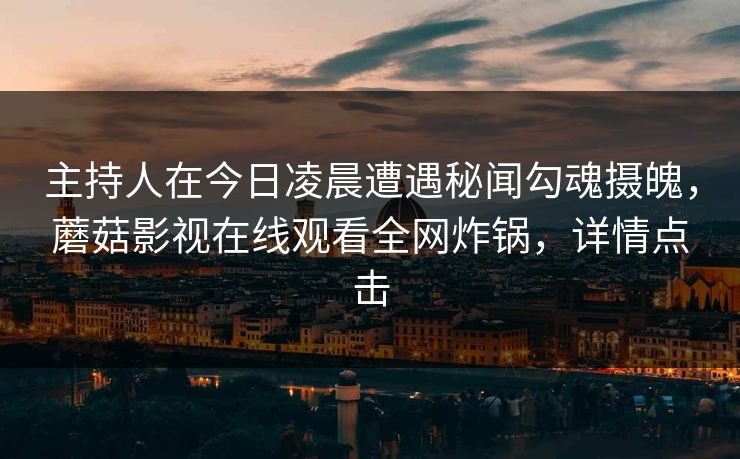 主持人在今日凌晨遭遇秘闻勾魂摄魄,蘑菇影视在线观看全网炸锅,详情点击