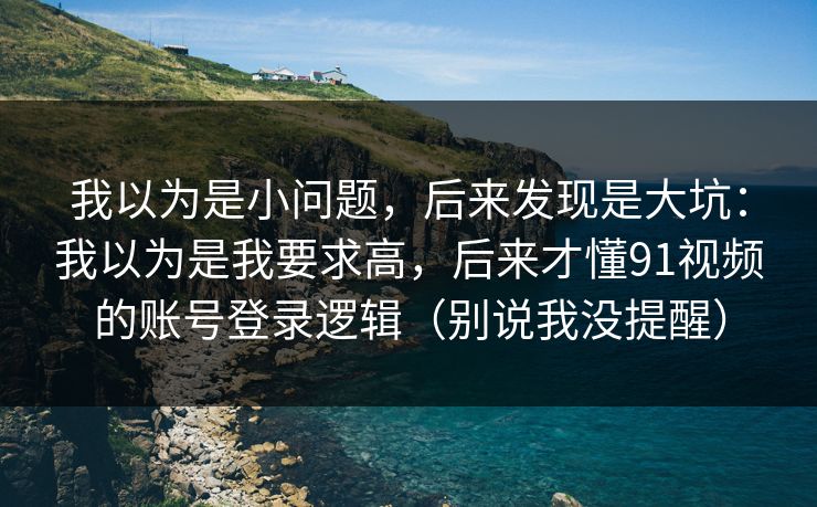 我以为是小问题，后来发现是大坑：我以为是我要求高，后来才懂91视频的账号登录逻辑（别说我没提醒）